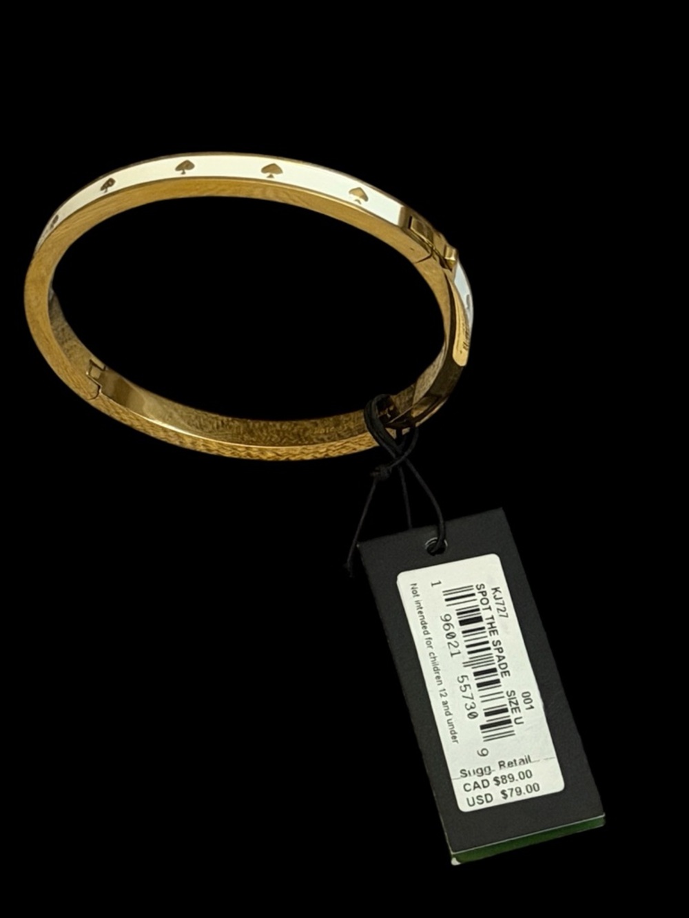 NWT Kate Spade Spot The Spade Enamel Hinged Bangle in White